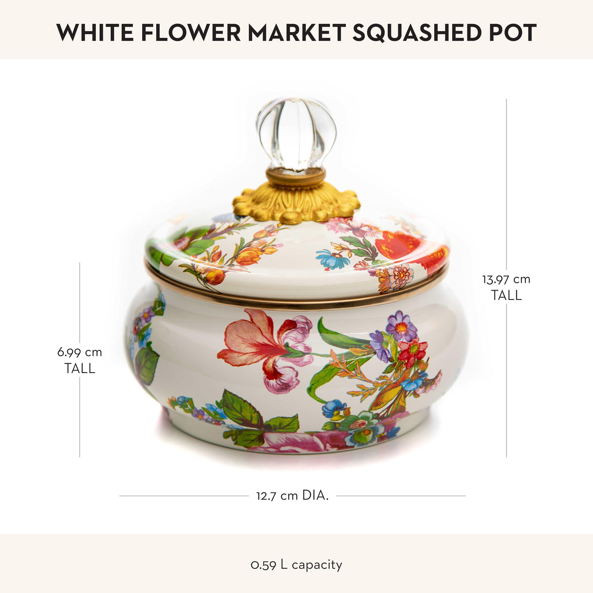MacKenzie-Childs Enamel Squashed Pot, Royal Check