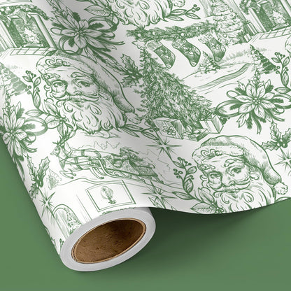 Reversible Toile Christmas Wrapping Paper
