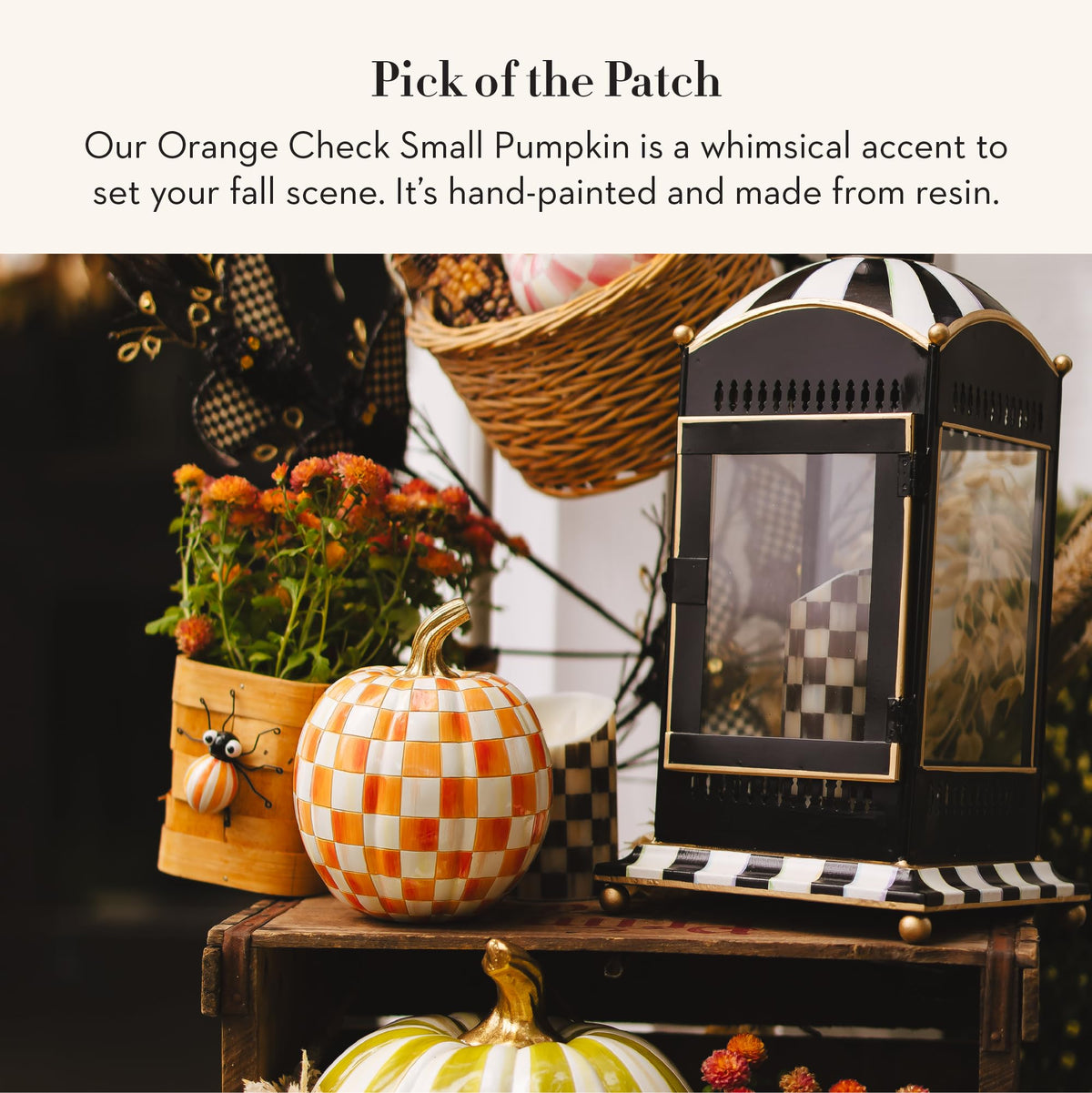 MacKenzie-Childs Resin Pumpkin, Royal Check