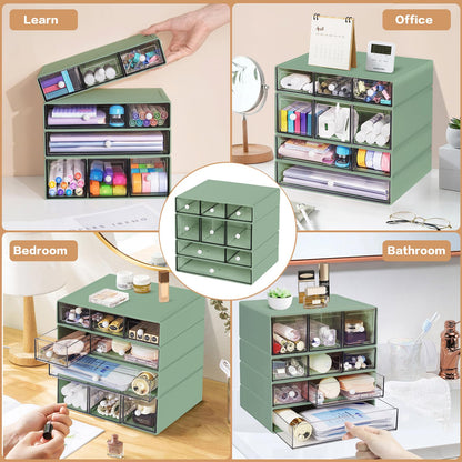 Blue 9-Drawer Desktop Storage Organizer