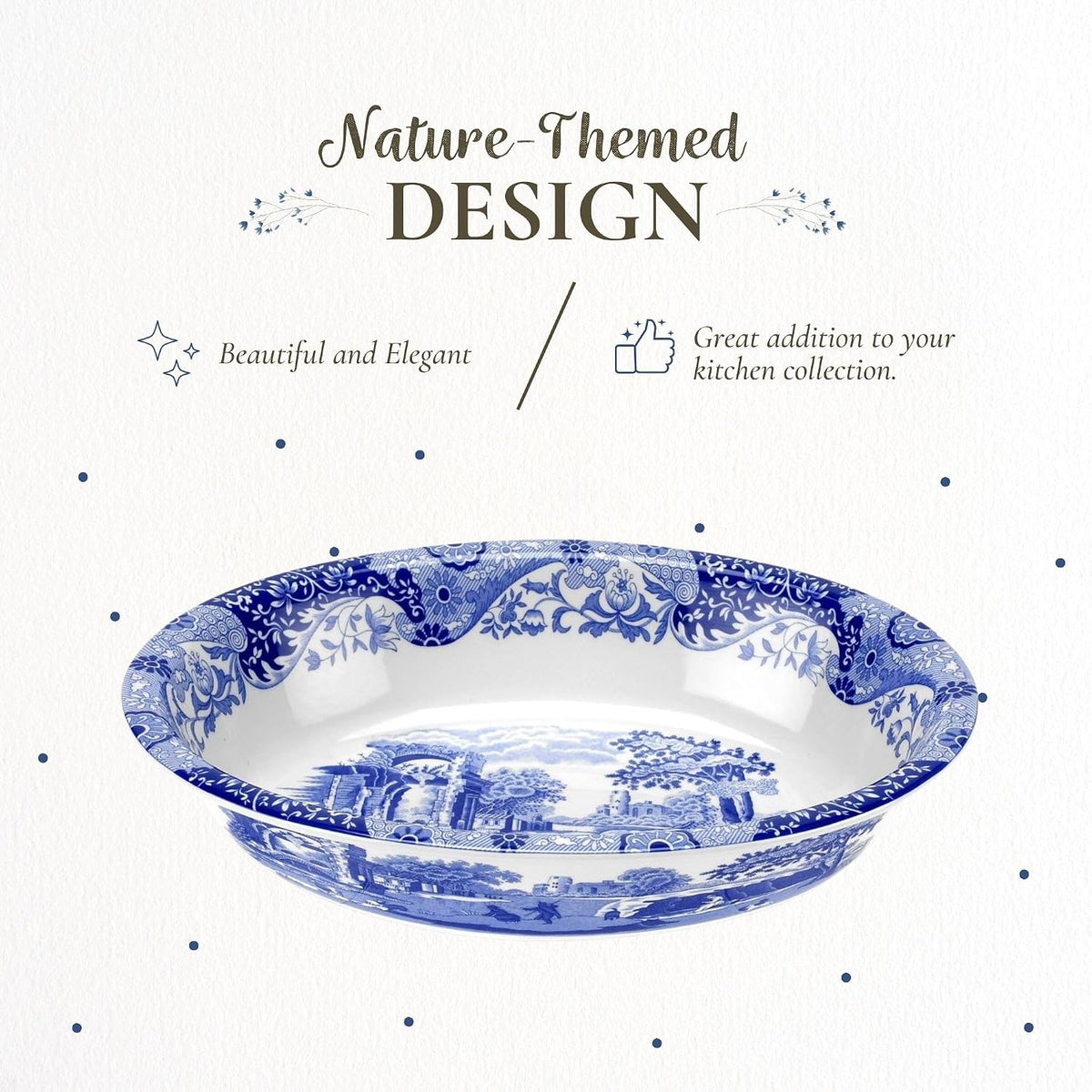 Spode Blue Italian Oval Platter, 12.5 in