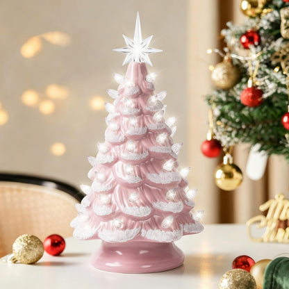 Lighted Ceramic Christmas Tree, 13 Inch