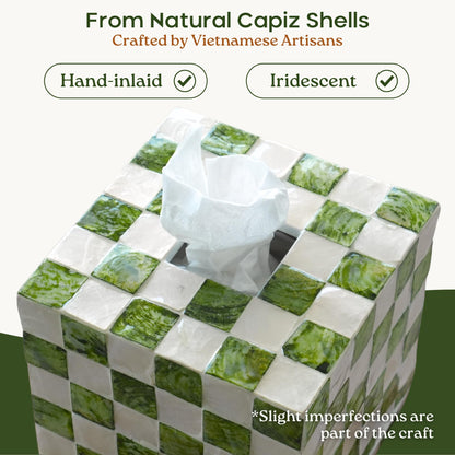Navy Capiz Square Tissue Box Cover