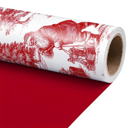 Reversible Toile Christmas Wrapping Paper