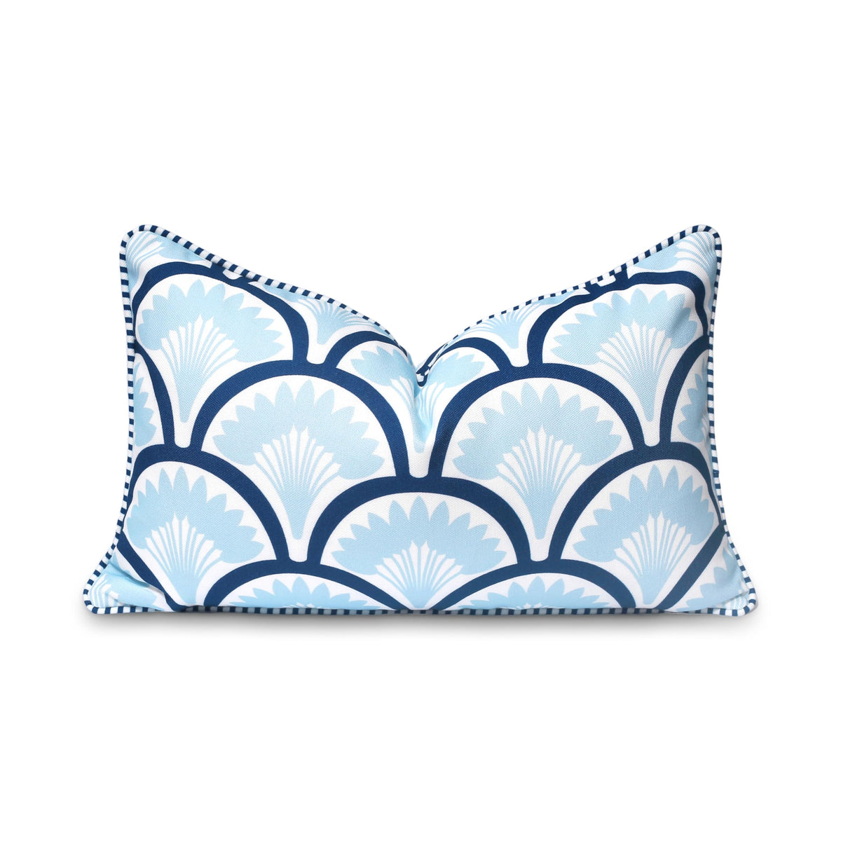 Navy Greek Key Outdoor Lumbar Pillow Cover, 12x20