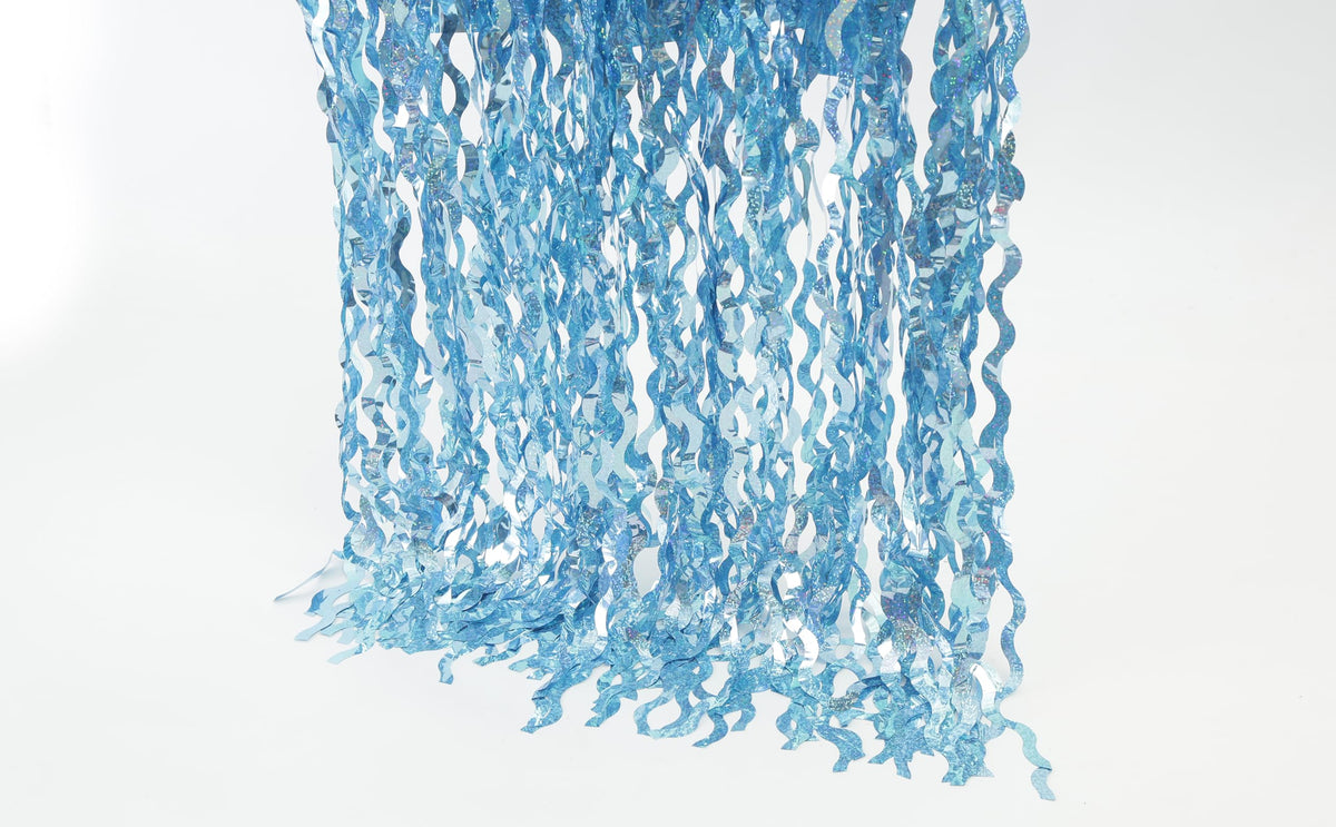 Navy Blue Foil Fringe Curtains, 4 Pack
