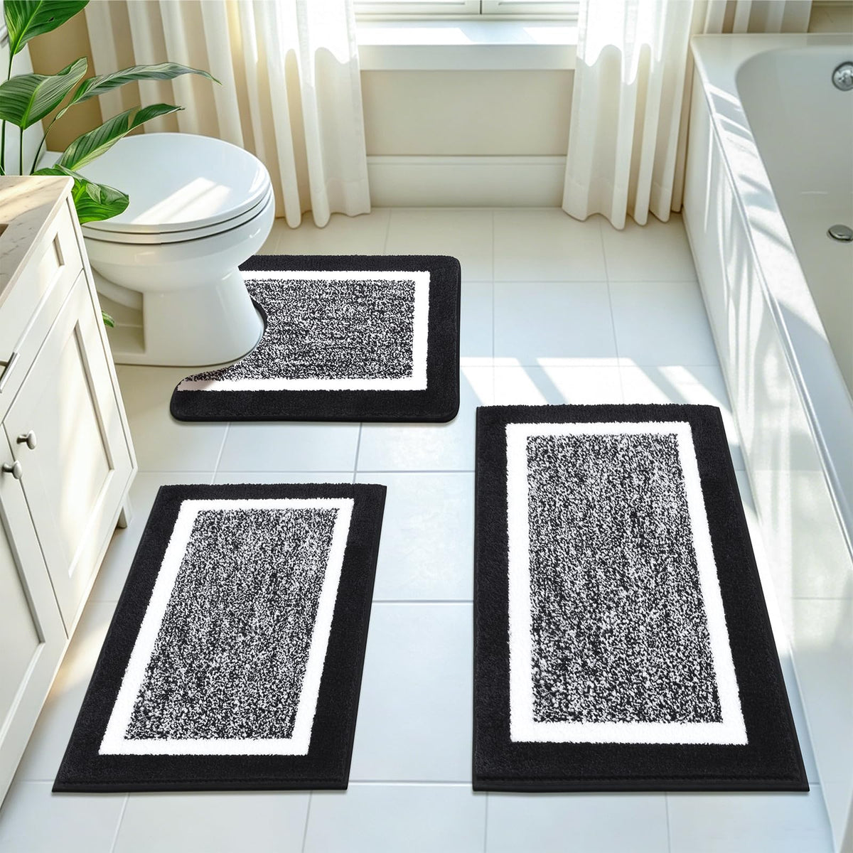 Shaggy Microfiber Bath Rug Set, 3 Piece