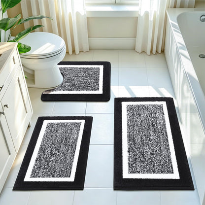 Shaggy Microfiber Bath Rug Set, 3 Piece