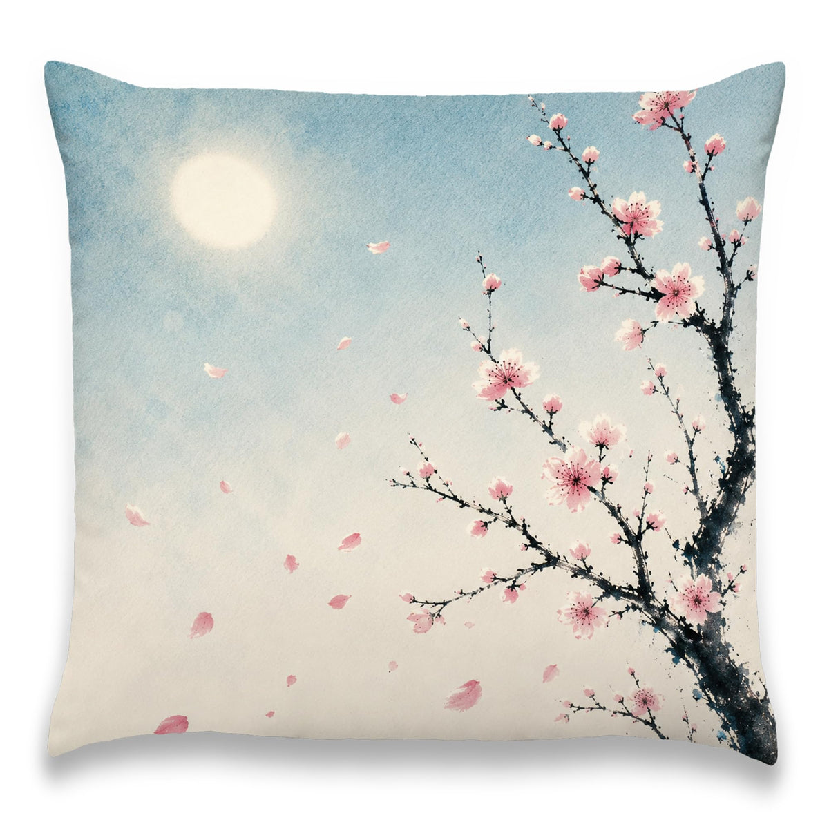 Blue Chinoiserie Bird and Peony Pillow Cover, 18x18