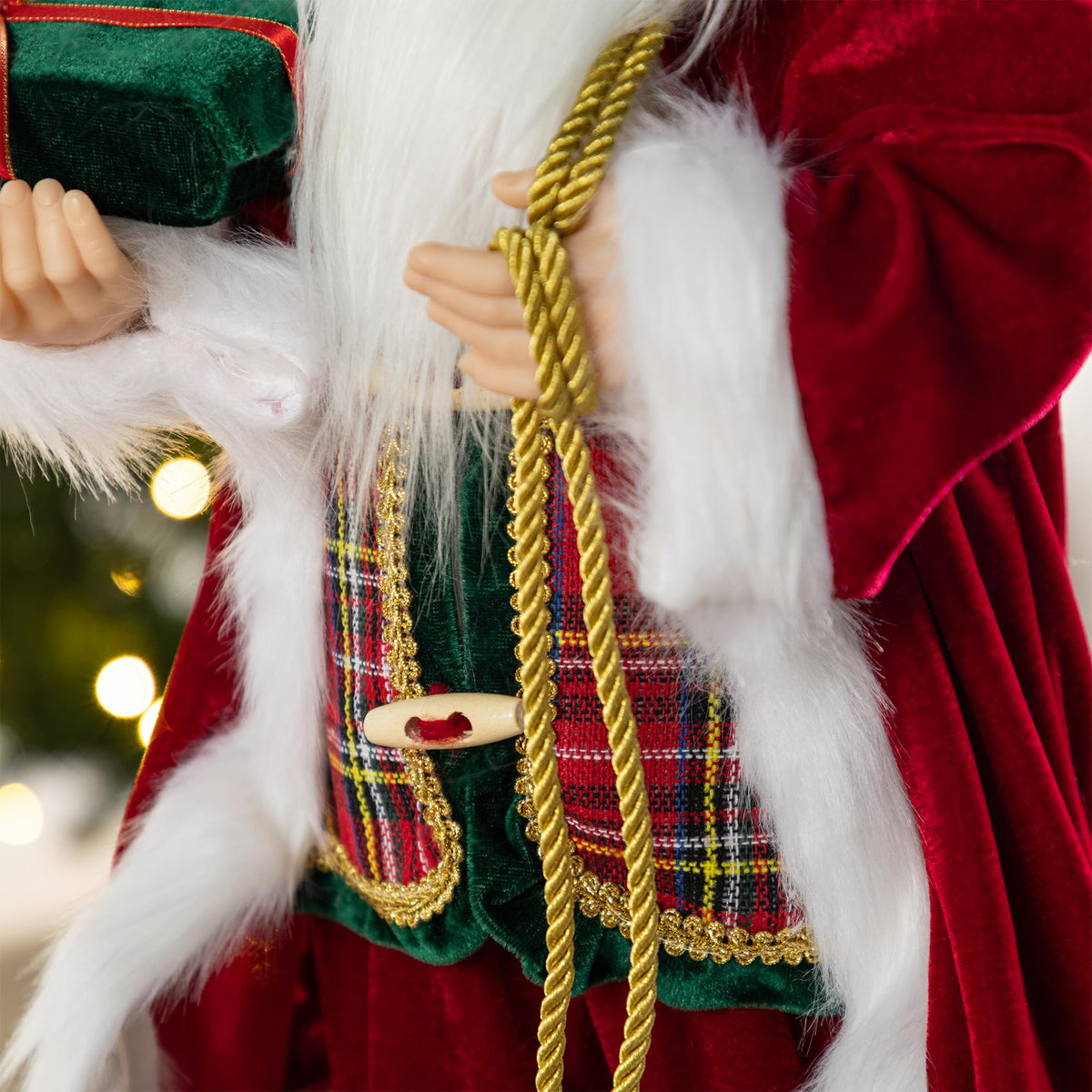 Blue Velvet Santa Figurine, 18 Inch