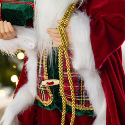 Blue Velvet Santa Figurine, 18 Inch