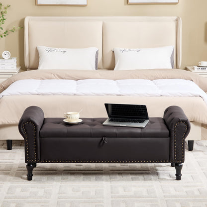 Navy Velvet Tufted Storage Bench