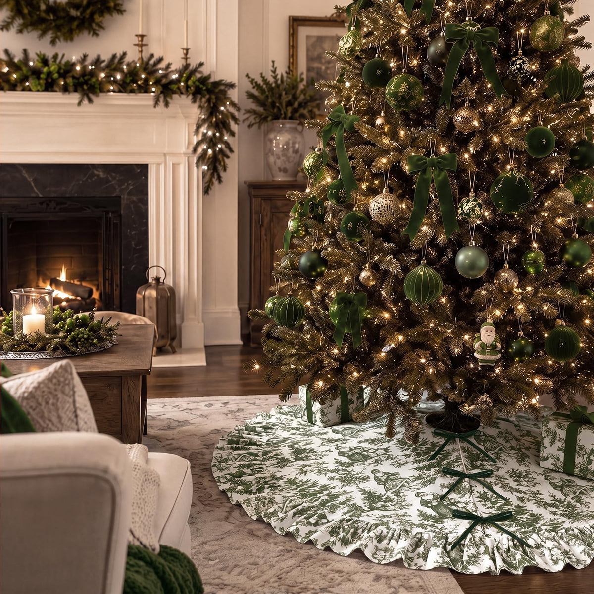 Blue Chinoiserie Christmas Tree Skirt, 48 Inch