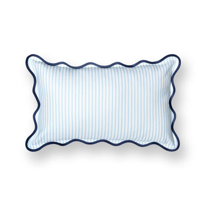 Navy Greek Key Outdoor Lumbar Pillow Cover, 12x20