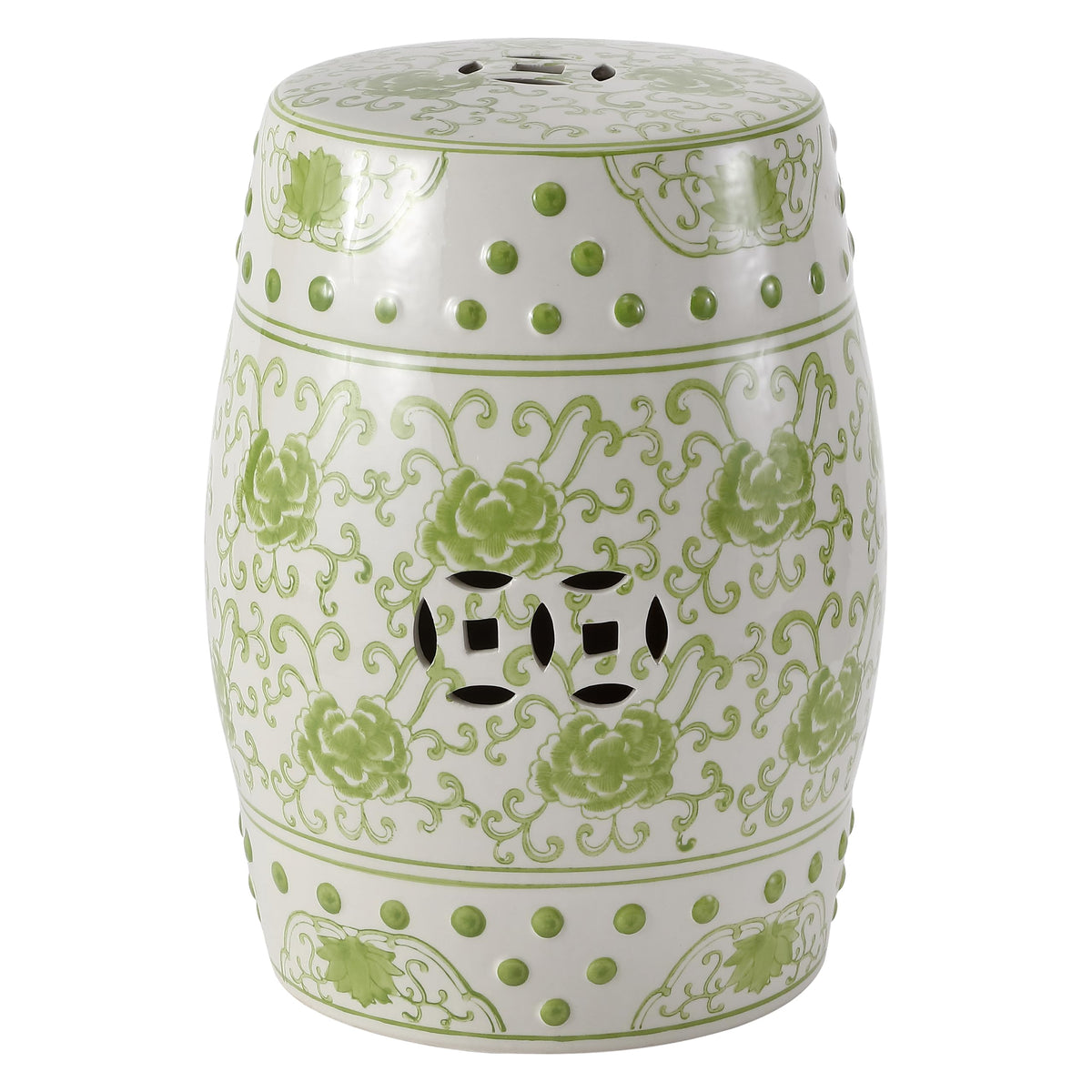 Jonathan Y Lotus Chinoiserie Garden Stool, 17.75"