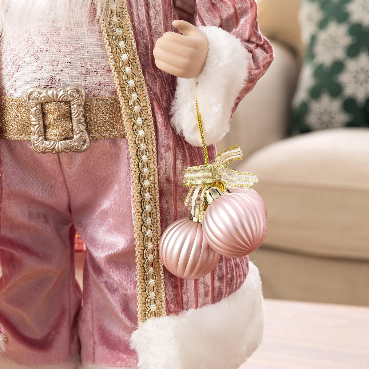 Blue Velvet Santa Figurine, 18 Inch