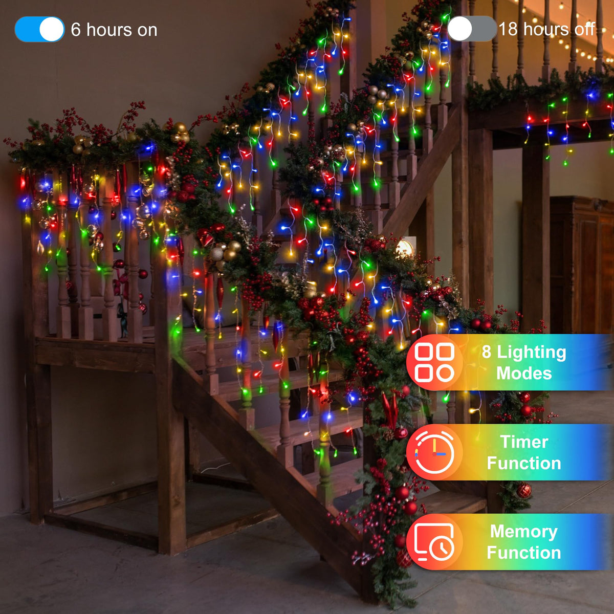 Blue and Cool White Icicle Lights, 164 ft