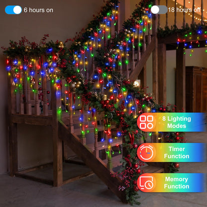 Blue and Cool White Icicle Lights, 164 ft