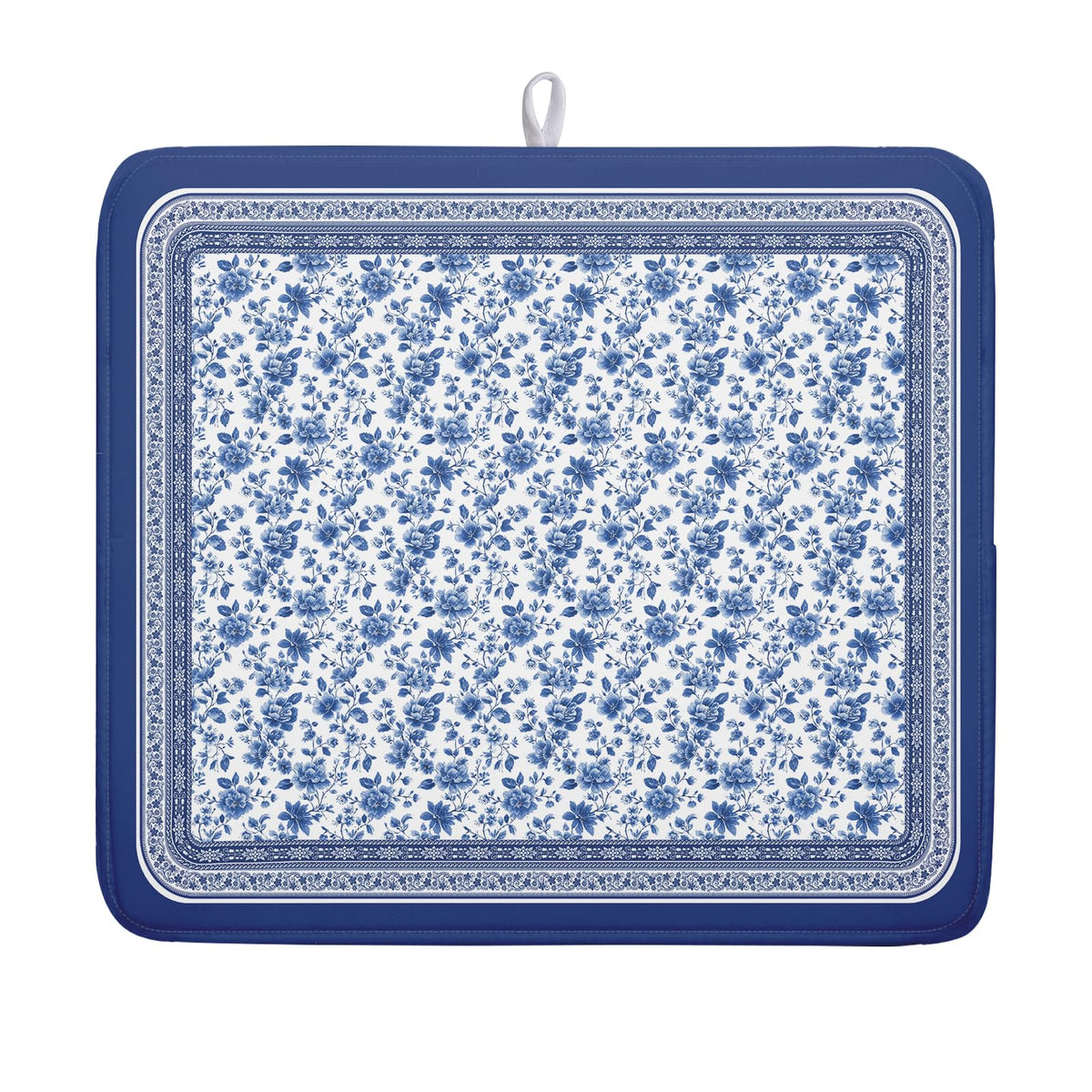 Blue Chinoiserie Floral Dish Drying Mat