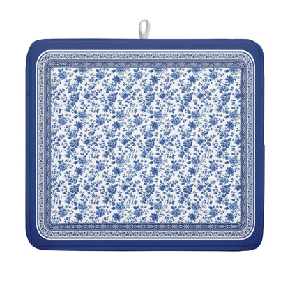 Blue Chinoiserie Floral Dish Drying Mat
