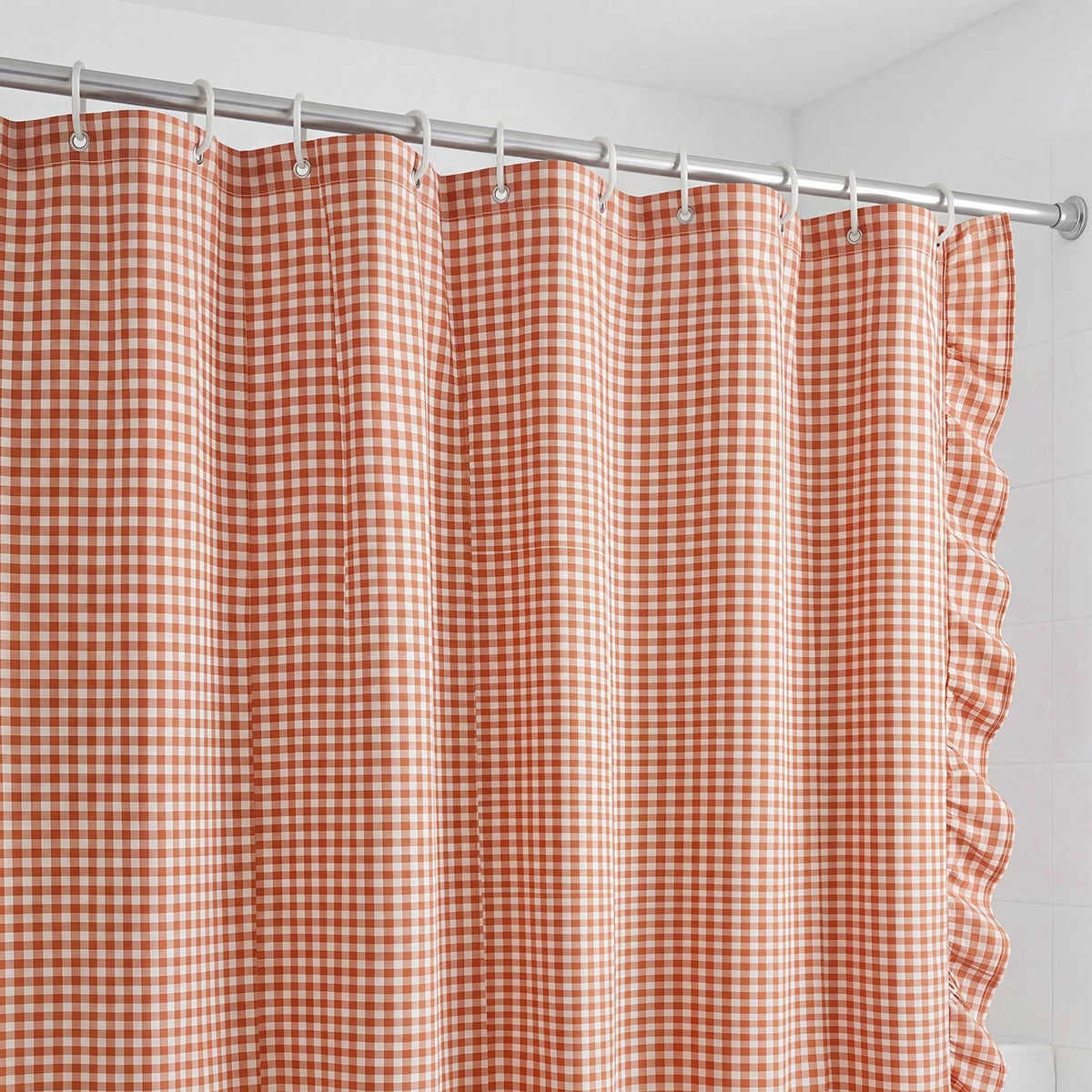 Ruffled Gingham Shower Curtain, 72 x 72