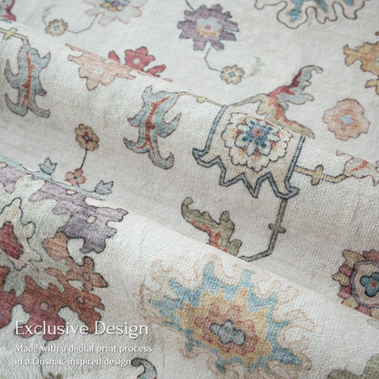 Washable Area Rug, Delft Blue Vintage Floral