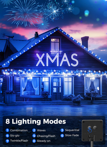 Solar Christmas String Lights, 100 LED, 40 ft