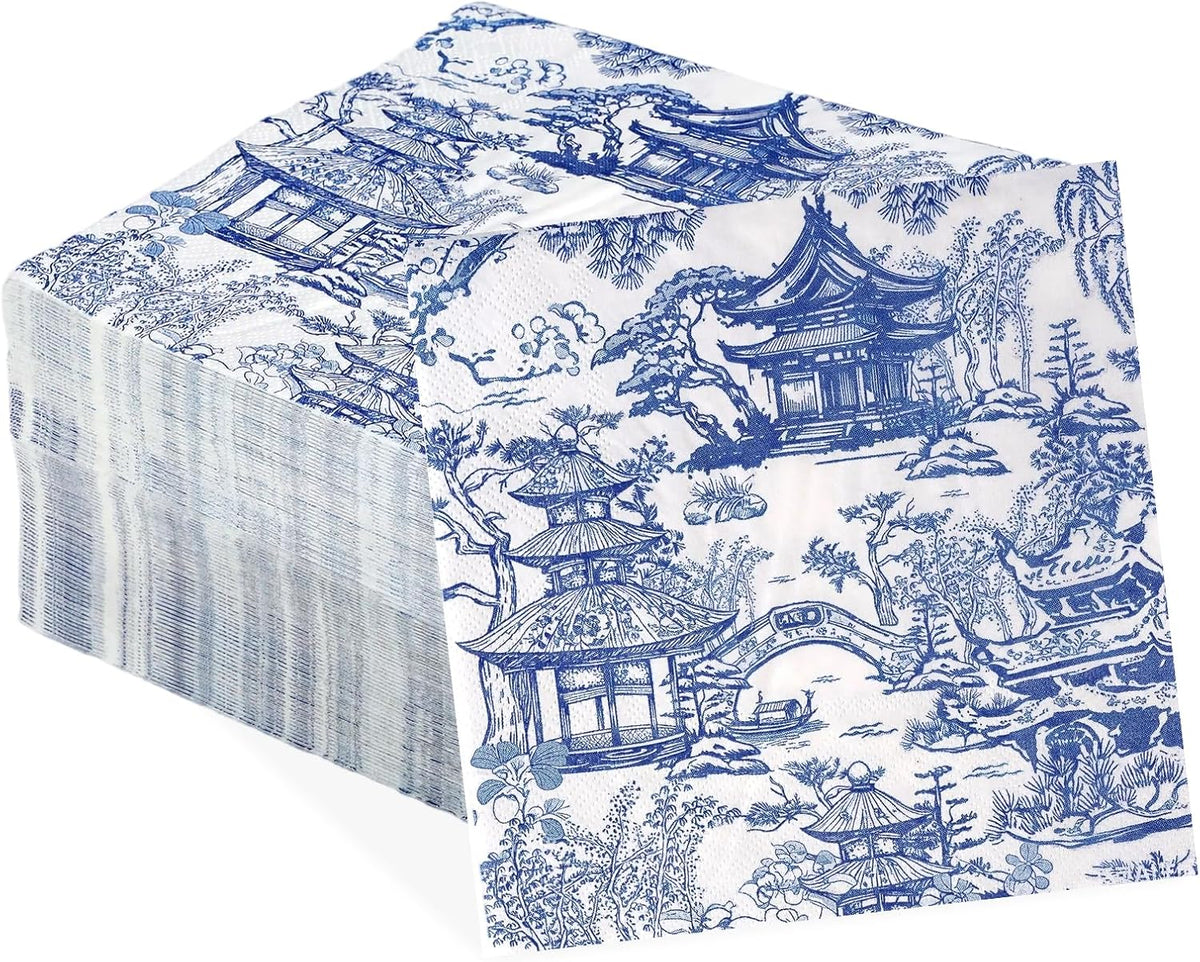 Blue Willow Chinoiserie Paper Napkins, 100 Count