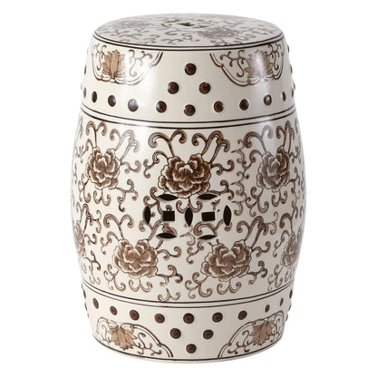 Jonathan Y Lotus Chinoiserie Garden Stool, 17.75"