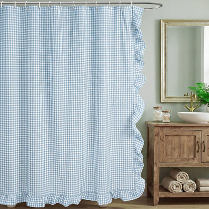 Ruffled Gingham Shower Curtain, 72 x 72