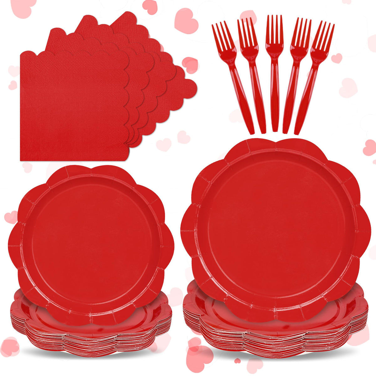 Blue Scalloped Paper Plates and Napkins, Serves 24
