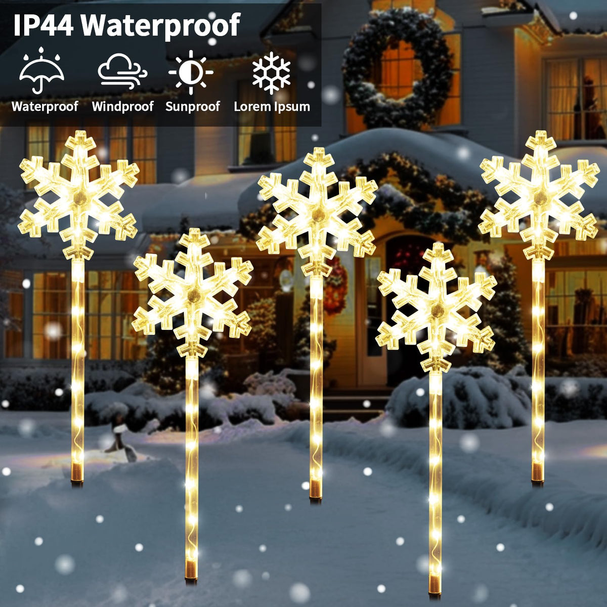 Solar Snowflake Pathway Lights, 10 Pack