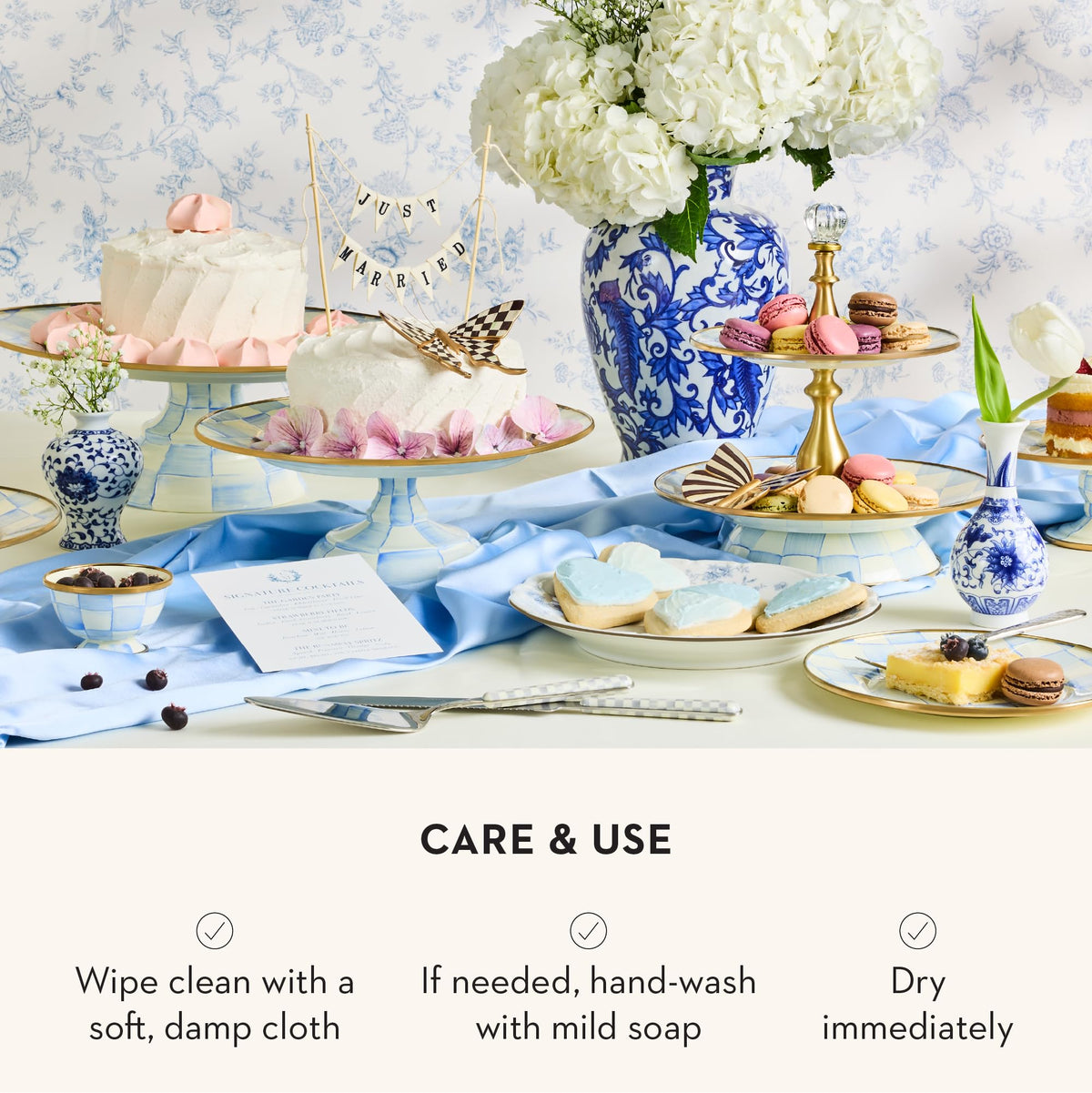 MacKenzie-Childs Two-Tier Sweet Stand, Royal Check