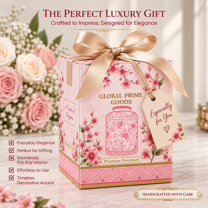 Round Chinoiserie Ceramic Tissue Holder with Lid