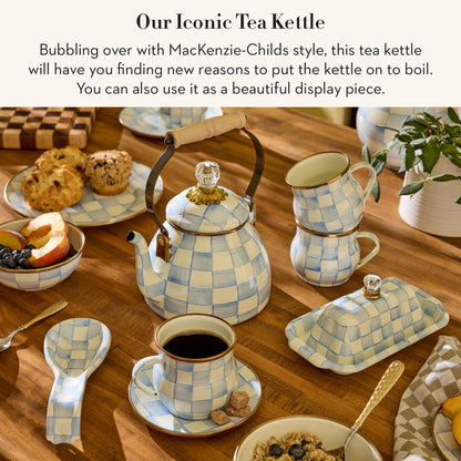 MacKenzie-Childs Enamel Tea Kettle, Royal Check