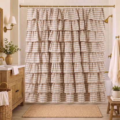 Ruffled Gingham Shower Curtain, 72 x 72