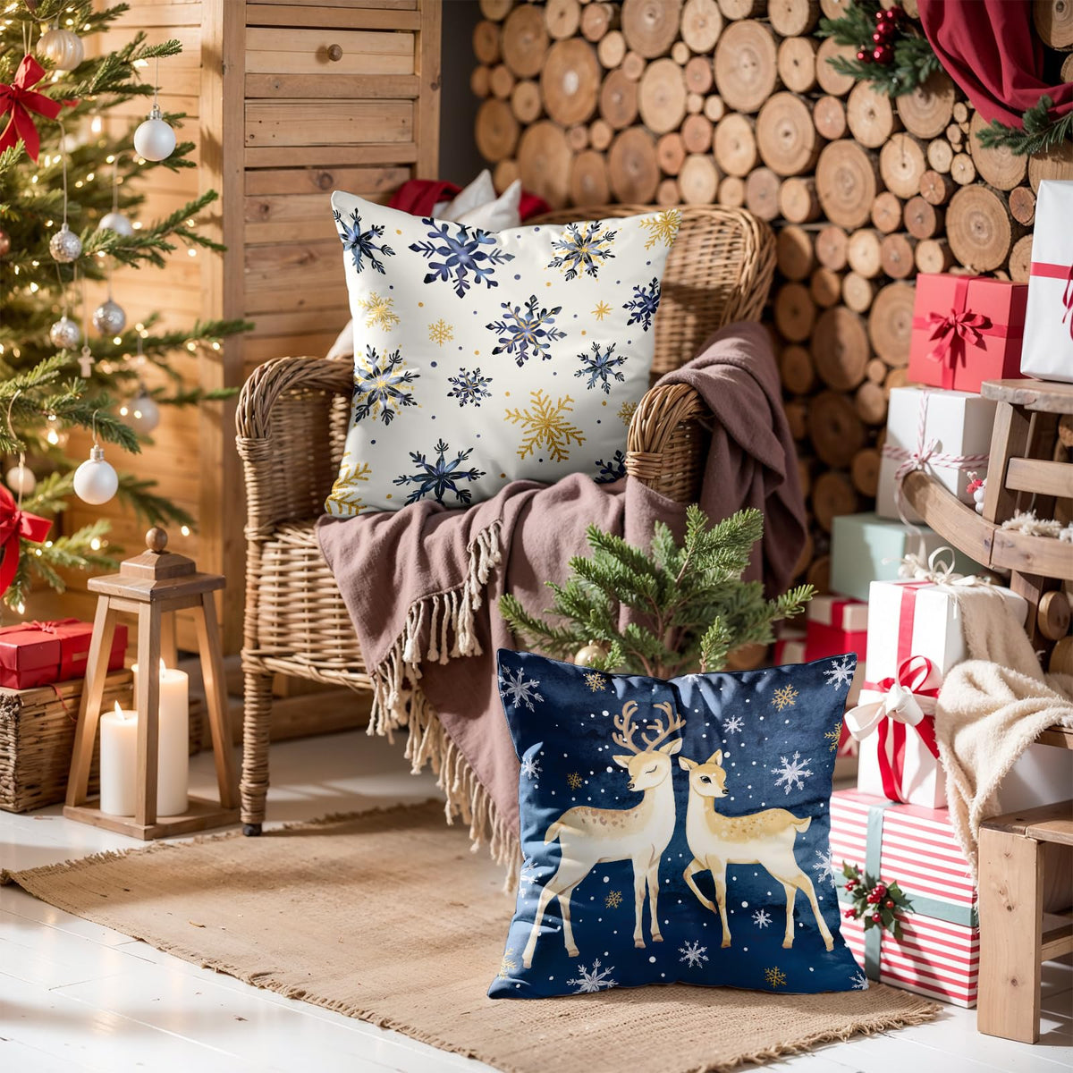 Navy Velvet Christmas Pillow Covers, Set of 4