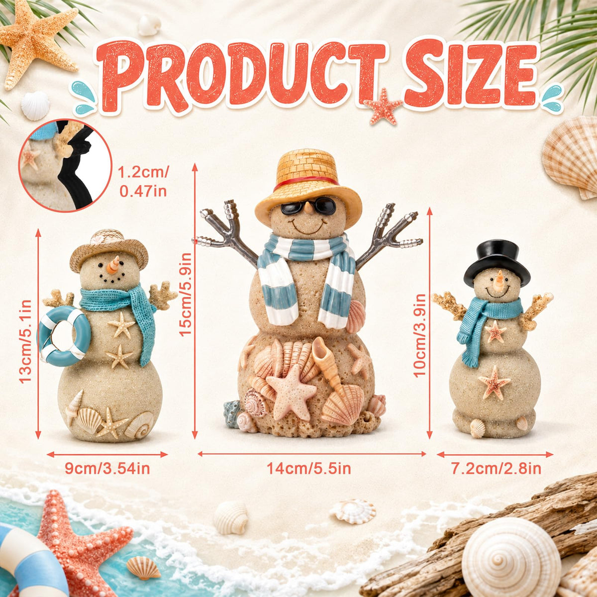 Chinoiserie Wooden Snowmen, Set of 3