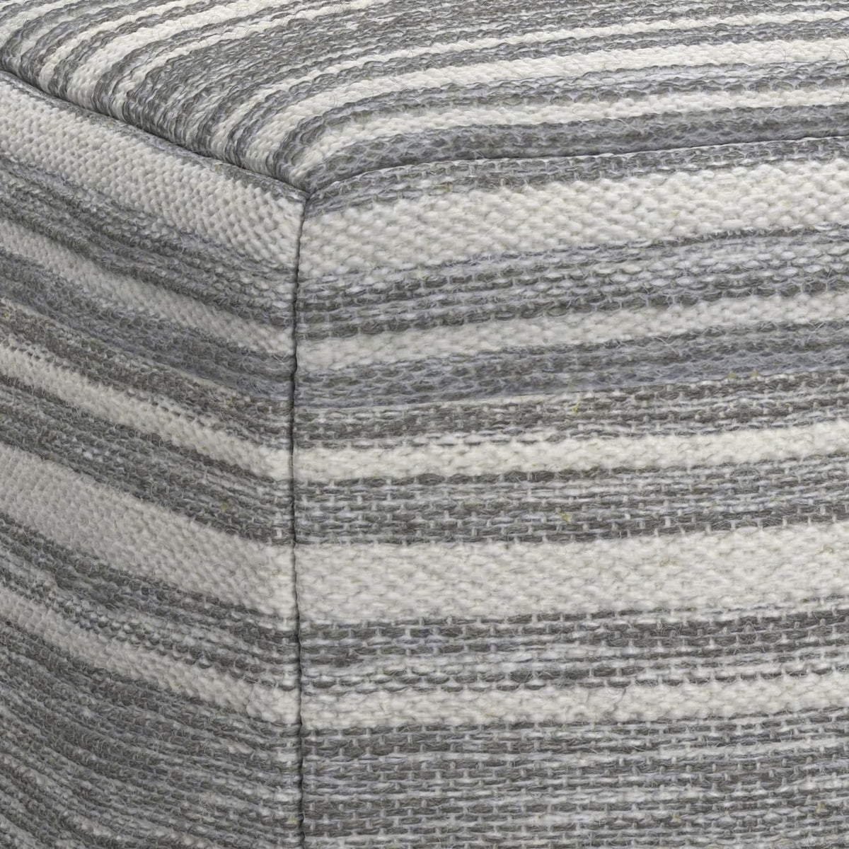 Simpli Home Cowan Blue Wool Square Pouf