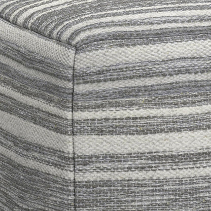 Simpli Home Cowan Blue Wool Square Pouf