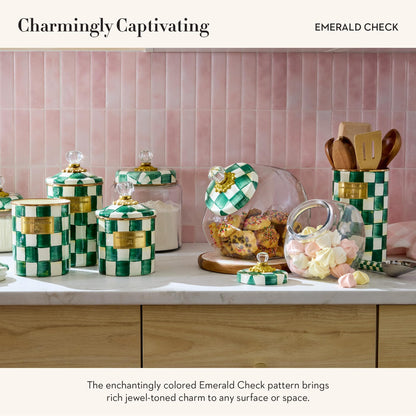 MacKenzie-Childs Enamel Squashed Pot, Royal Check
