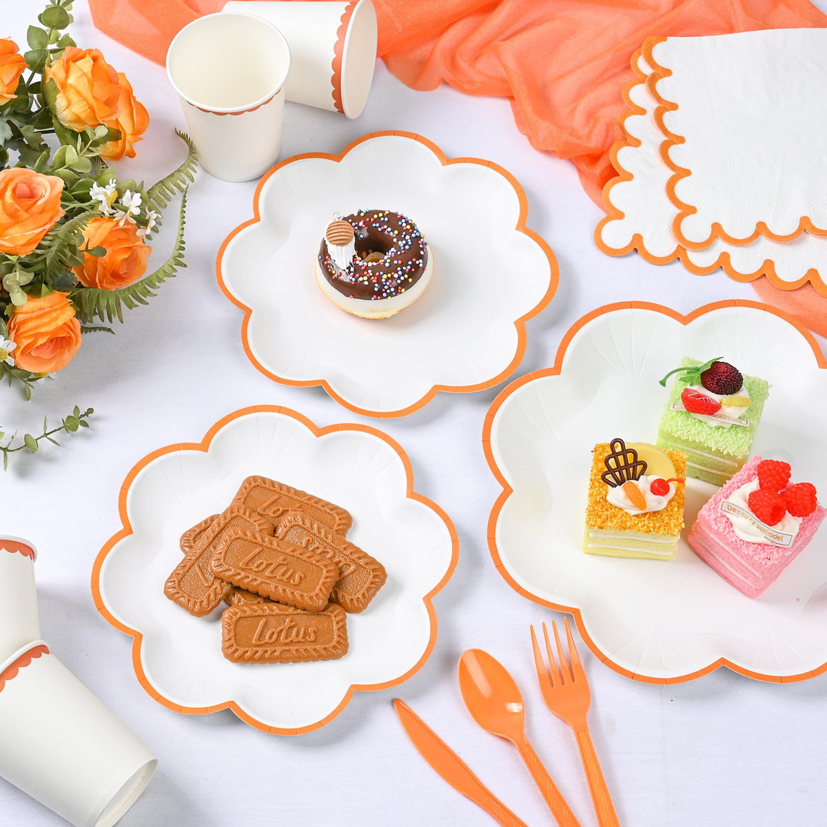 Blue and White Paper Tableware Set, Serves 50
