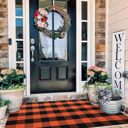 Blue Buffalo Plaid Outdoor Rug, 27.5x43