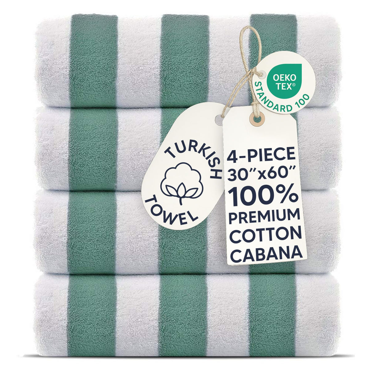 Turkish Cotton Beach Towels, Set of 4