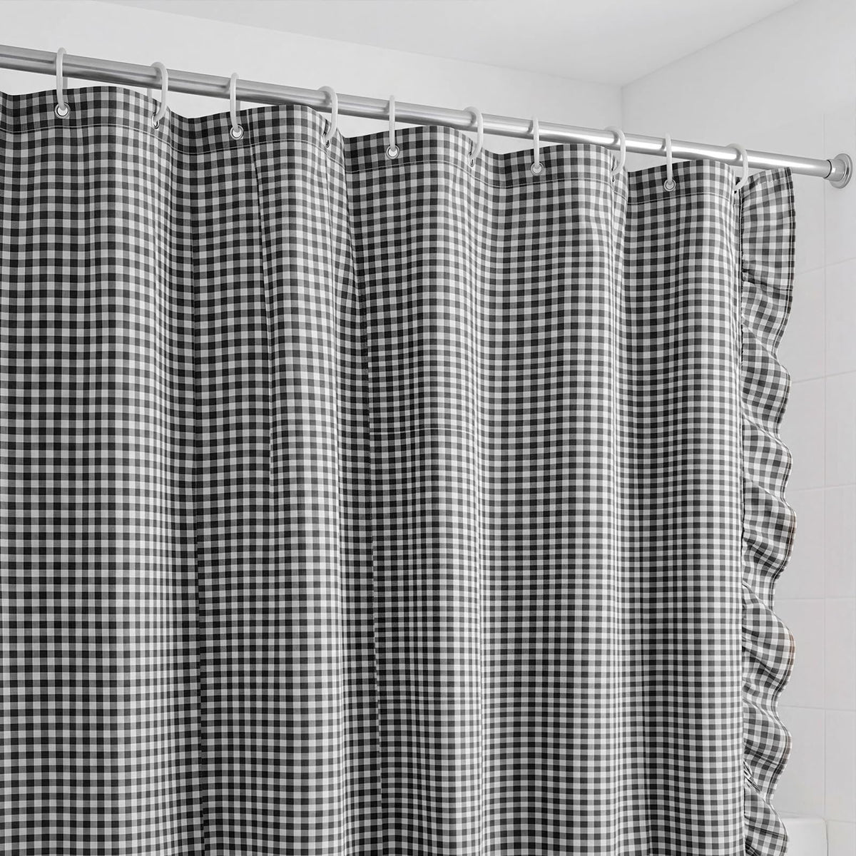 Ruffled Gingham Shower Curtain, 72 x 72