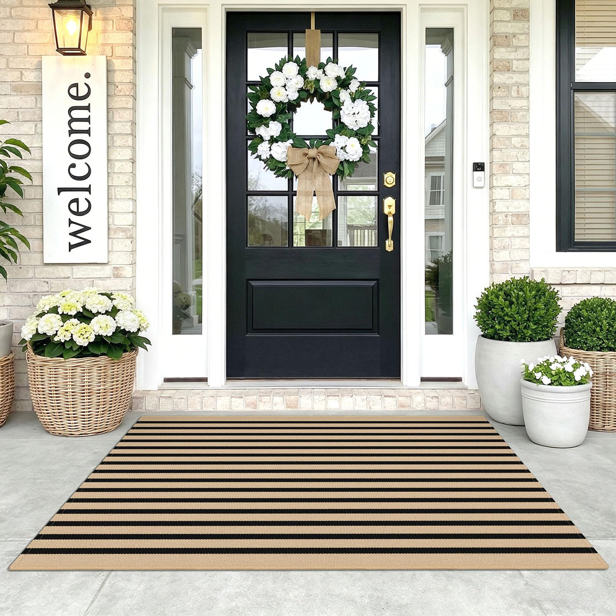 Navy and White Striped Cotton Rug, 28x43
