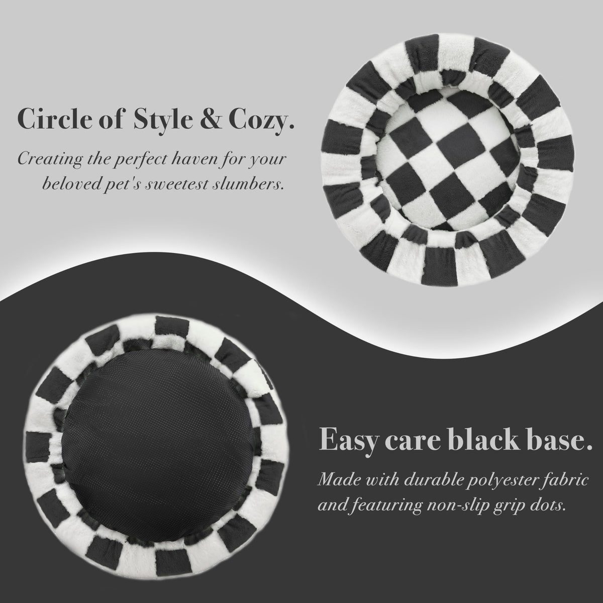 Blue Checkered Round Dog Bed