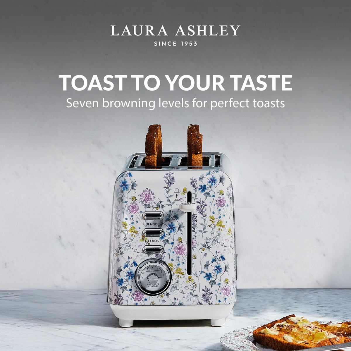 Laura Ashley Wide Slot 2-Slice Toaster
