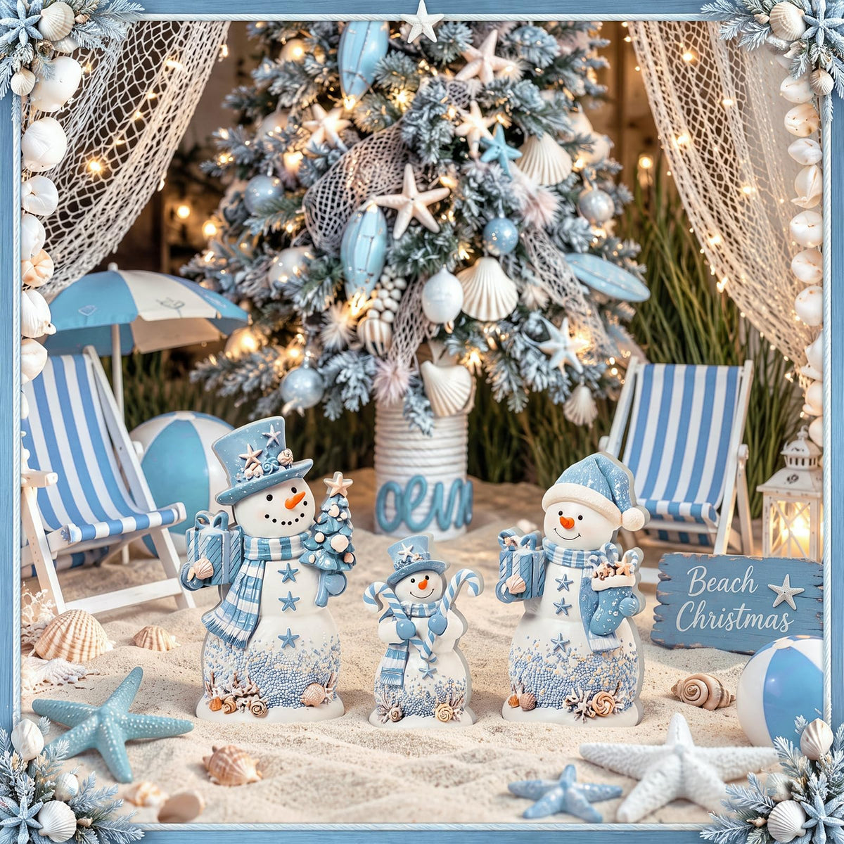 Chinoiserie Wooden Snowmen, Set of 3