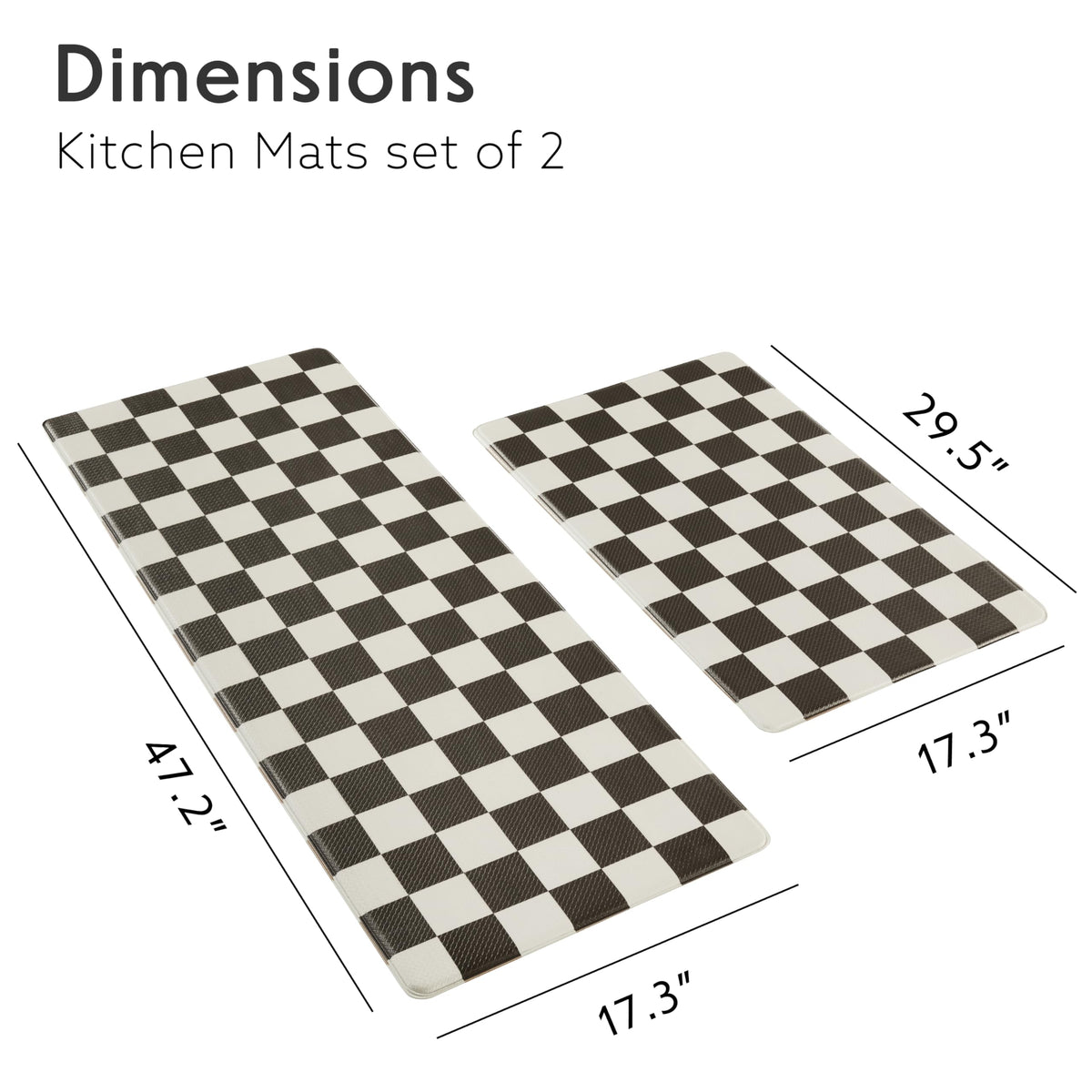 Navy Checkered Kitchen Mats, Set of 2